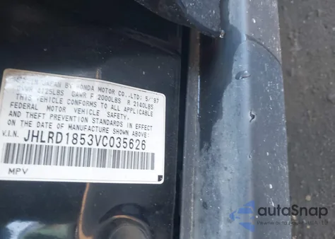 1997 Honda Cr-V from USA, damaged, VIN JHLRD1853VC035626